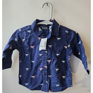The Children's Place Baby Boys Printed Long Sleeve Poplin, Tidal 6-9M